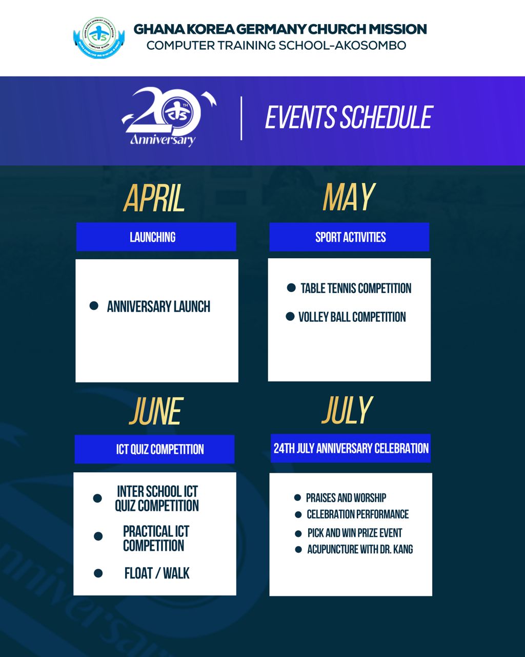 Outline of GKGCM 20th anniversary celebration